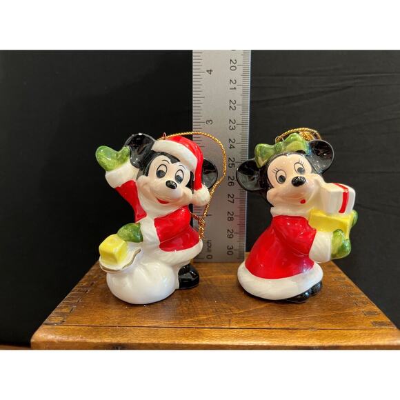 Vintage Schmid Japan Disney Ceramic Christmas Ornament Mickey Minnie Mouse - Picture 5 of 5